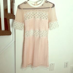 Topshop Blush and White Lace Mini Dress